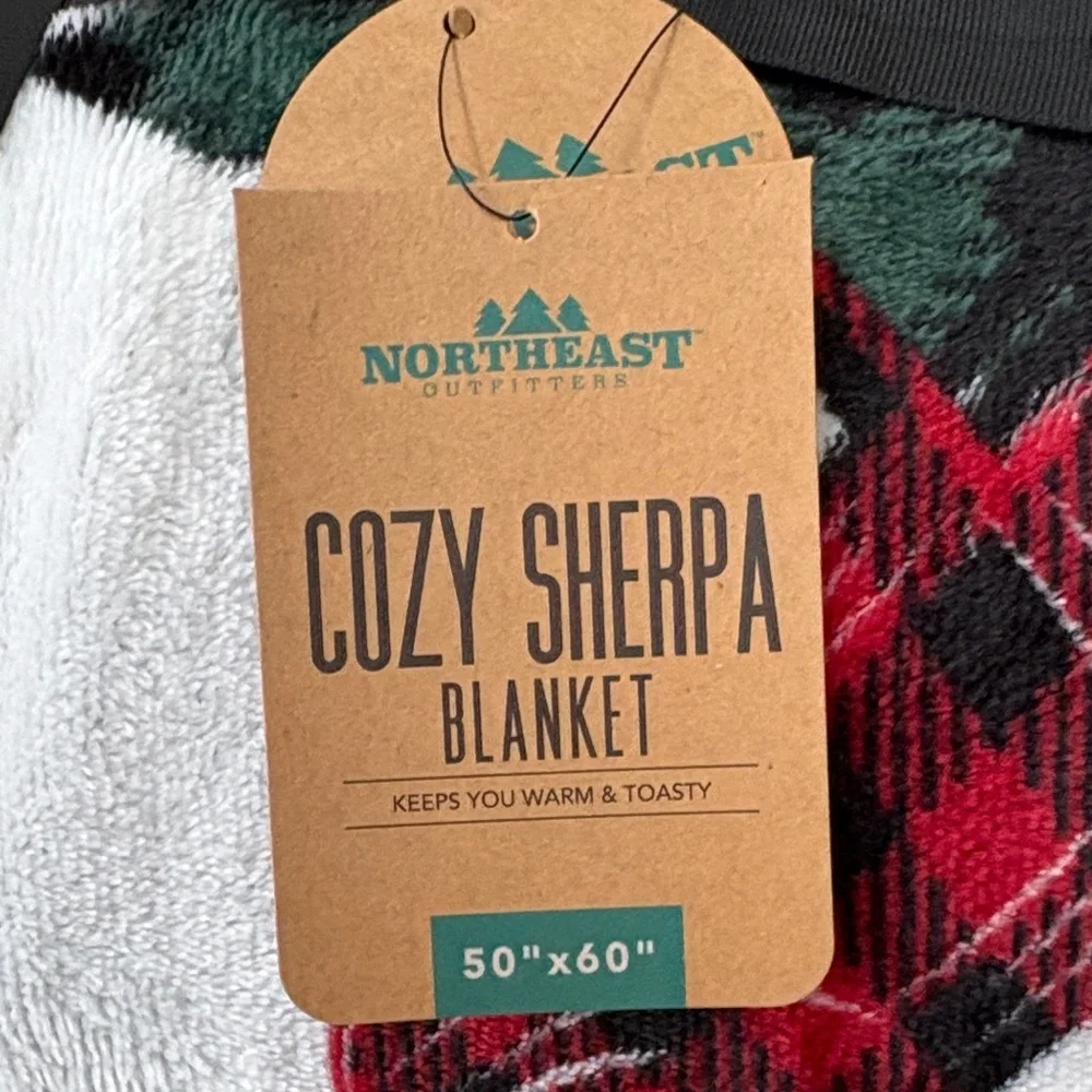 Cozy Holiday Blanket with Red and Black Plaid Design